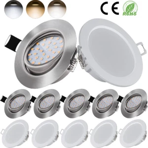 12X LED Einbaustrahler Spots 230V Flach Dimmbar Einbauleuchten Deckenlampe Set - Bild 1 von 28