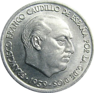 Spain 10 Centimos - 1959 - Very STRONG Doubled Die Obverse - BU - One Year Type - Picture 1 of 9