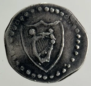 1649-1660 England Commonwealth Harp Half-Penny Silver Coin | Collectable Grade - Foto 1 di 2