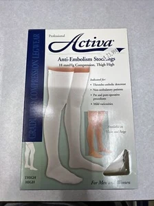 Activa Anti-Embolism Stockings H5412 MEDIUM Thigh High White 18 mmHg New - Picture 1 of 4
