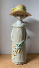 Enesco Kinka 117463 Girl With Yellow Flowers Figurine Japan 1988 Raecath 8.5"