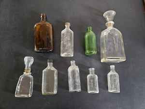Vintage Antique Embossed Medicine Apothecary Glass Decanter Alcoform, Lot of 9 - Picture 1 of 14