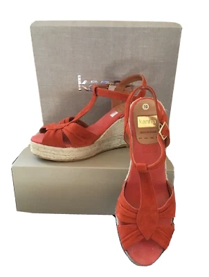 Sandalias KANNA Gamuza Alpargata Punta abierta Cuña Naranja Talla 40/10 Hechas en España Foto 1 de 4