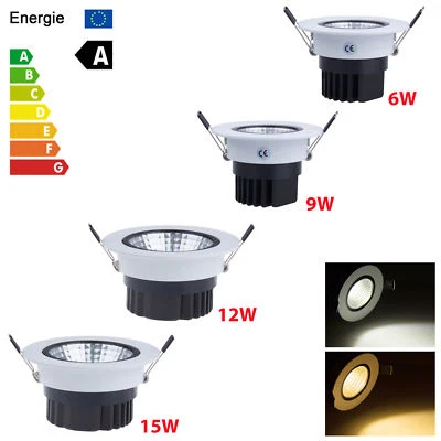 Dimmable COB LED Recessed Ceiling Downlight 6W 9W 12W 15W Spot Light Bulb Kits - Image 1 of 4