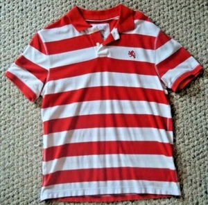 EXPRESS MENS Men's Cotton RED Stripe POLO SHIRT w/ Lion Size M, Medium VINTAGE - Picture 1 of 10