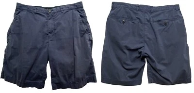 Shorts masculino THEORY Zaine chino costura interna 7,5" tamanho 32 bolsos listrados azuis com zíper 3-24 - Imagem 1 de 4