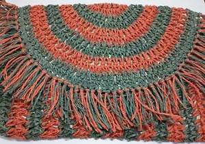 Universal Thread Woven RAFFIA Clutch Purse Orange Green 10 ½” x 7” NWT - Picture 1 of 5