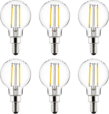 LED G16.5 Filament Globe Light Bulb 2.5 W(25W=) E12 Base 50K Super White 6-Pack - Image 1 of 2