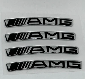 4 Stück x Mercedes AMG Aufkleber in Silber für 16"-20" Felgen (73x10mm) 3D gewölbt - Bild 1 von 3