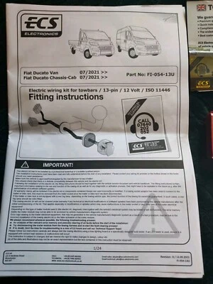 13 Pin Towbar Specific Car Wiring For Fiat Ducato Chassiscab/Motorhome Van - Image 1 of 4