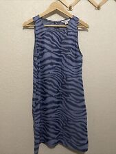 Tommy Bahama Blue Zeb-Ra-Taunt Zebra Stripe Chambray Dress Womens Medium euc 