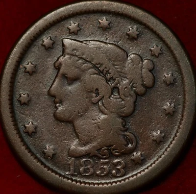 1853 Philadelphia Mint Copper Braided Hair Large Cent - Image 1 of 2