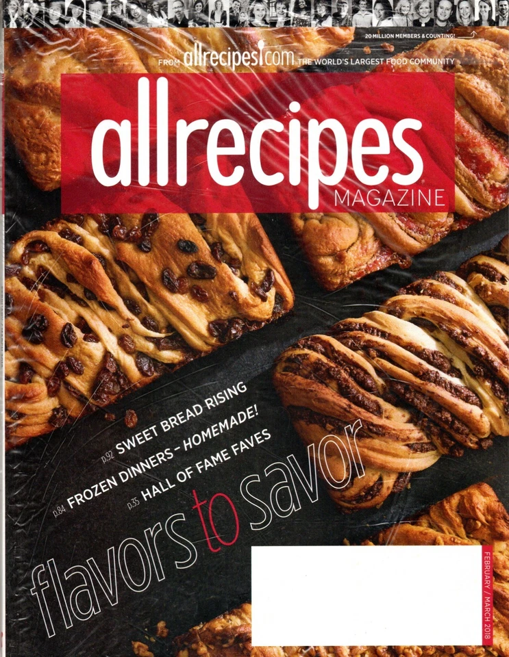 Allrecipes Magazine Feb/Mar 2018 Sweet Bread Rising Home Frozen Dinners [Sealed] Foto 1 de 1
