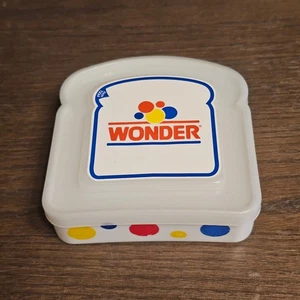 Vintage WONDER BREAD Sandwich Container Storage Child Lunch Box Plastic - Picture 1 of 7