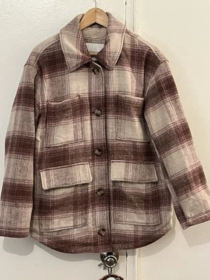 American Eagle Pink Plaid Jacket With Fleece Lining Size Small - Imagem 1 de 4