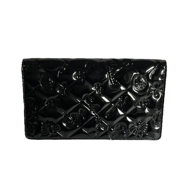 CHANEL Esmalte Charol Cartera Monedero Negro  Foto 1 de 4