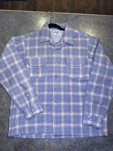 Vintage Minnesota Woolen Co. Wool Shirt Blue/gray Size L Excellent Condition - Picture 1 of 8