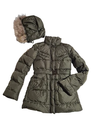 ADD Daunenjacke ++ Gr. 36 ++ dunkles Tannengrün ++ mit Pelzbesatz am Kragen  - Bild 1 von 4