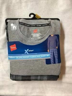 Conjunto de pijama Hanes térmico superior y cómodo de vellón para dormir talla Lg a cuadros para hombre Foto 1 de 2