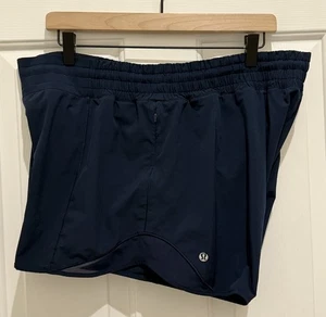Lululemon W7AYXT Hotty Hot High Rise Shorts 14 lunghi vero blu navy cuciture interne 4" - Foto 1 di 9