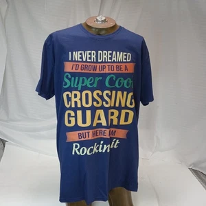 Super Cool School Crossing Guard T-shirt Print Men's Size XL Blue Cotton - Picture 1 of 18