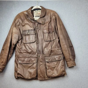 New Zealand Outback Leather Jacket Mens Small Plaid Lined Cooper Collections - Picture 1 of 15
