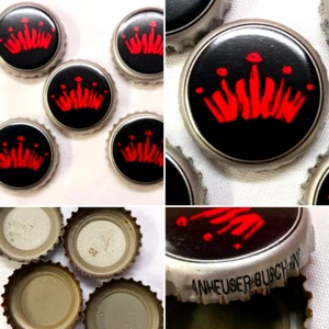 LOTE DE 5 TAPAS DE BOTELLA DE CERVEZA BUDWEISER NEGRA EE. UU. KRONKORKEN CHAPAS - Imagen 1 de 8