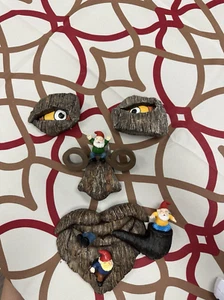 Garden sculpture, outdoor, little elf climbing a tree, three gnomes, artwork. - Picture 1 of 1