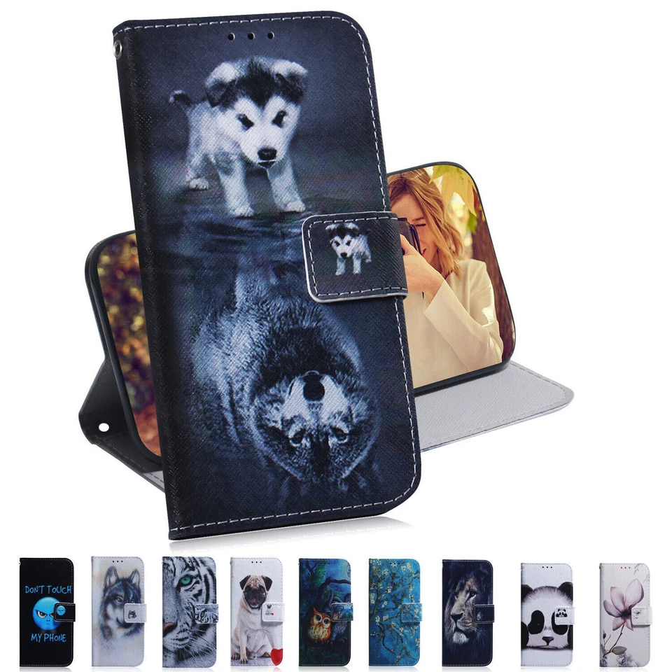 Painted Flip Card Wallet Phone Case For iPhone 15 14 13 11 Pro Max XR XS 7 8 SE - Image 1 of 4