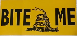 Gadsden Bite Me Yellow Vinyl Decal Bumper Sticker 3.75"x7.5" - Picture 1 of 1