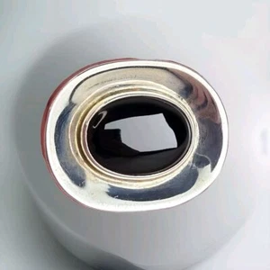 Inger K Sterling Silver 925 and Onyx Modernist Brooch Vintage Signed - Picture 1 of 6