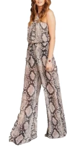 Show Me Your MuMu Jennifer High Neck Wide Leg Jumpsuit Animal Print Brown M - Picture 1 of 12