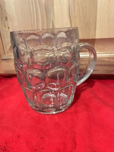 Vintage 16oz.  Ravenhead Clear Glass Mug Thumbprint Dimpled Made in England - Picture 1 of 2