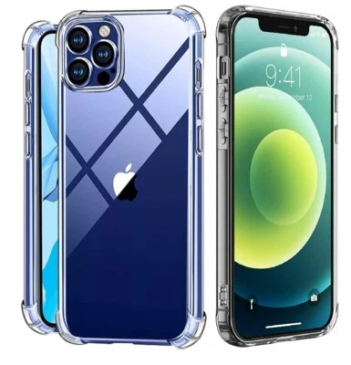 Funda transparente a prueba de golpes para iPhone 15 14 13 12 11 Pro Max Mini XS XR 8 Plus Foto 1 de 4