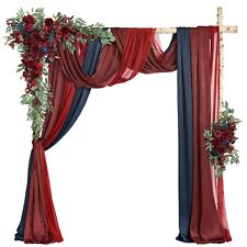 Ling's Moment Deluxe Red Artificial Wedding Arch Flowers with Drapes Kit-Pack...