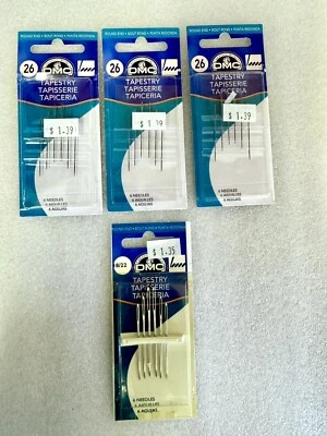 Lote 4 Paquetes Agujas Manuales Tapiz DMC Talla 26 18 22 Ojo Grande 24 Agujas Total Foto 1 de 4