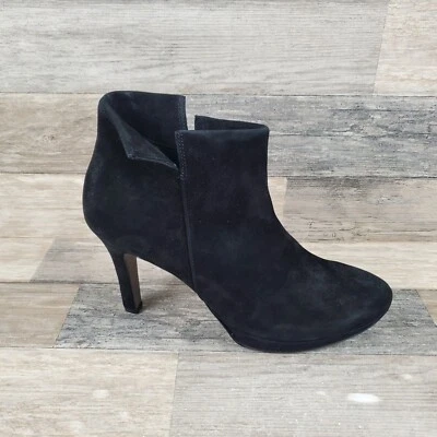 Paul Green Suave Black Suede Notched Platform High Heel Boots Sz 10 (UK 7.5) - Image 1 of 4