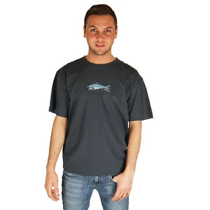 Life is Good Deep Blue Good Catch Fish T-Shirt Crusher Short Sleeve Mens Tee NWT - Foto 1 di 1