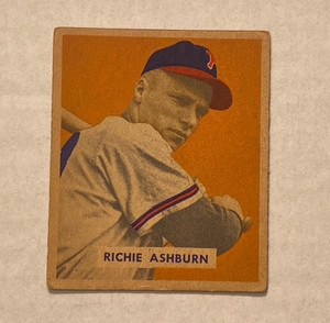 Richie Ashburn 1949 Bowman Baseball 214 Rookie Card RC Phillies HOF Hall of Fame