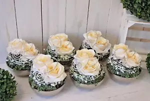 Tischdekoration, Tischgesteck, Gesteck, Hochzeit, Taufe, Geburtstag, creme-weiß - Bild 1 von 2