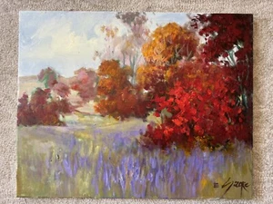Pintura de Paisaje EVA SZORC Original Óleo Sobre Lienzo "Explosión de Otoño" 20" x 16" - Imagen 1 de 5