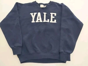 Yale M J. Soffe Sweatshirt Women Medium Navy Blue Pullover Crew V-Neck NCAA Ivy - Picture 1 of 4