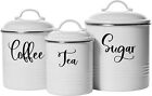 Home Acre Designs Set of 3 White Kitchen Storage Canisters Airtight Coffee Suga
