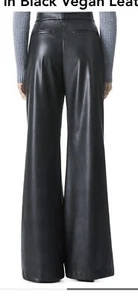 Women Wide Vegan Leather Pants NEW Sz L, NO PROMISE - Picture 1 of 8