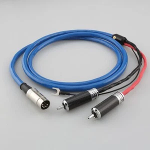 Silver Plated 5Pin Din Male to RCA Audio Phono Naim Tonearm Cable + Ground Wire - Picture 1 of 6