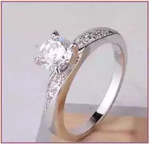 ANILLO PARA COMPROMISO,BODA, ANIVERSARIO DE ORO BLANCO. "EP" CON PIEDRA ZAFIRO - Imagen 1 de 4