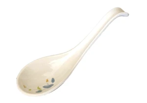 Melamine Spoon 1.15 oz Ramen Pho Noodle Soup Spoons Utensils 6.5" L White/Flower - Picture 1 of 10