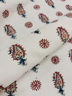 Brunschwig & Fils Paisley Linen Print Fabric- Onam Paisley Madder Blue 1.65 yds - Image 1 of 4