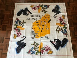 Western Australia wildflower black swan souvenir tablecloth cotton/linen - Picture 1 of 11