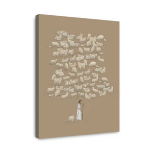 Jesus Leaves the 99, Parable of the Lost Sheep, Good Shepherd, Jesus, Bible Art - Picture 1 of 10